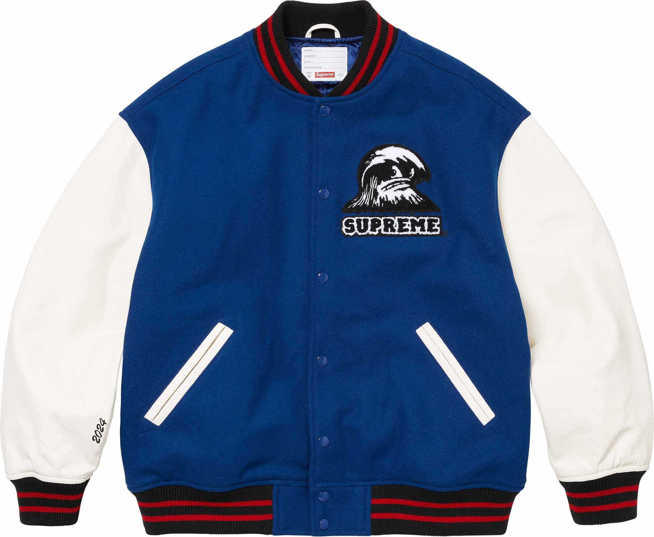 image of Supreme Wave Varsity Jacket in Blue, Men's (Size 2XL)