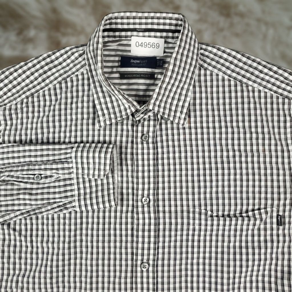 Ermenegildo Zegna Zegna Shirt Mens 2XL Gray Check Button Up Long Sleeve Casual Sport Size US XXL / EU 58 / 5 - 1 Thumbnail