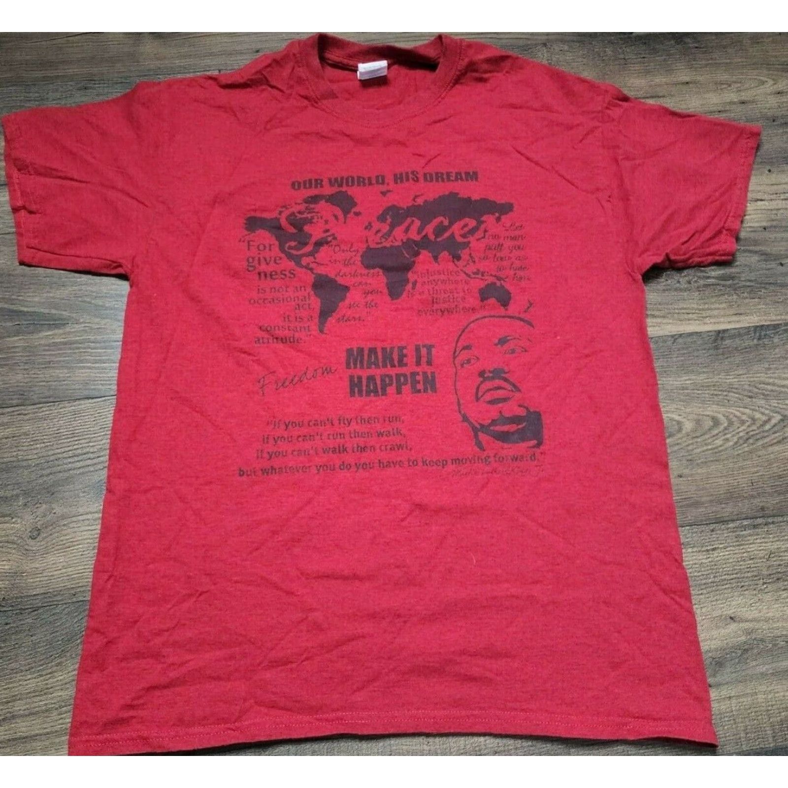 Vintage VINTAGE Mens L Martin Luther King Jr I Have A Dream T-shirt Rap Tee MLK Quotes Red 1990s Hip Hop Graphic Tee Mens Size US L / EU 52-54 / 3 - 2 Thumbnail