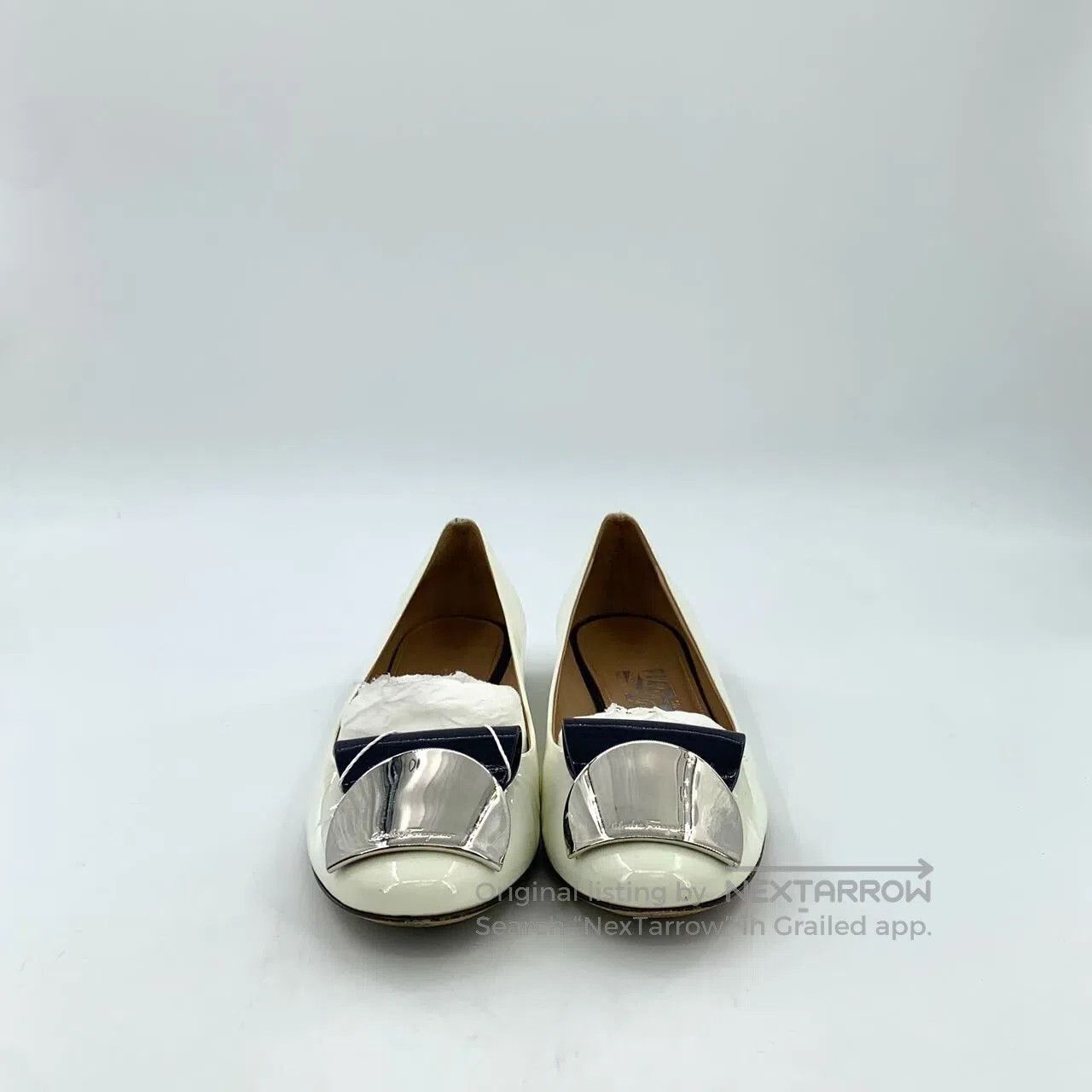 Salvatore Ferragamo Salvatore Ferragamo Off-white metal buckle patent leather Size US 6.5 / IT 36.5 - 3 Thumbnail
