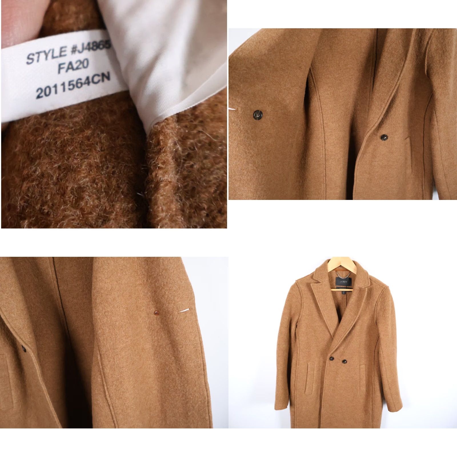 J.Crew J.CREW Daphne Coat Women's 10P Brown Boiled Wool Double Breasted Overcoat Size L / US 10 / IT 46 - 9 Thumbnail