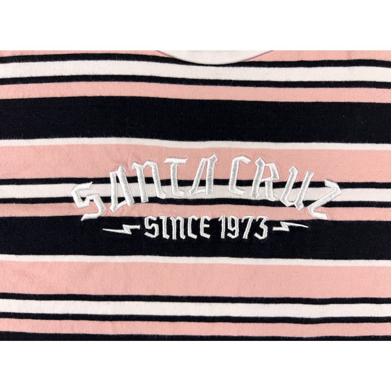 Vintage Santa Cruz Shirt Womens Small Pink Stripe Crop Long Sleeve Logo Beach Skate Size S / US 4 / IT 40 - 3 Thumbnail
