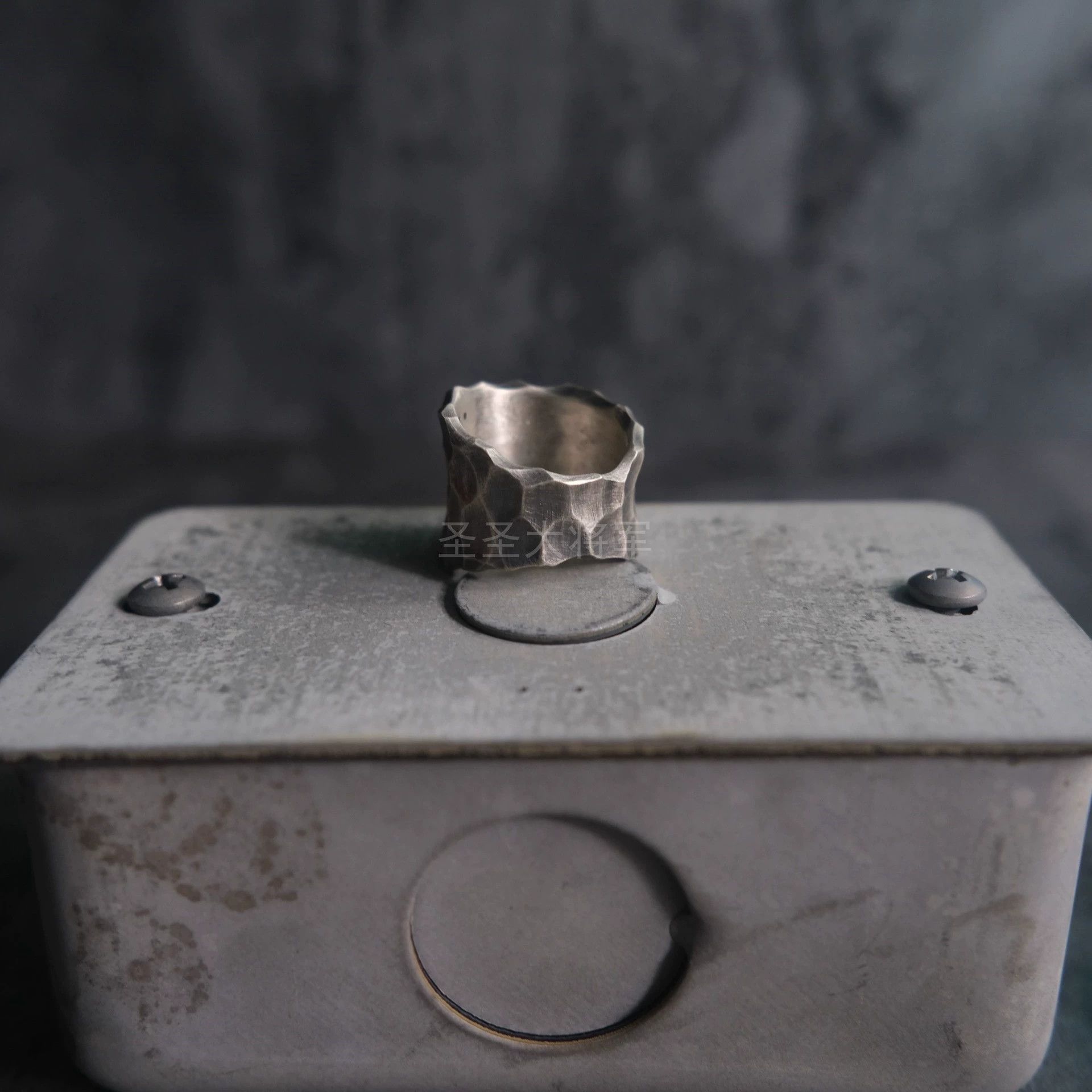 Gothmos Gothmos Korean Hammered Oxidized 925 Silver Ring 14+20 Size ONE SIZE - 5 Thumbnail