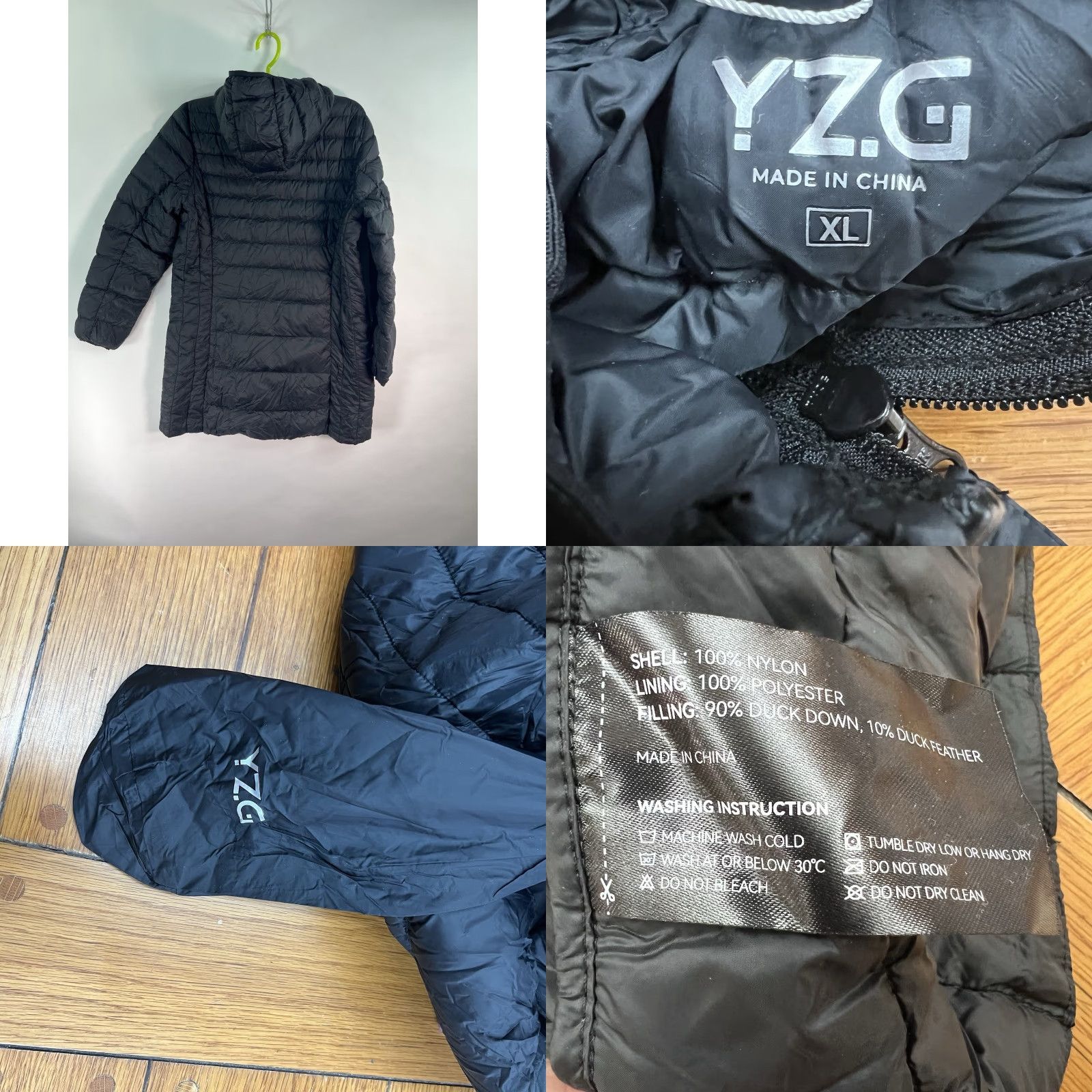 Vintage YZG Packable Down Puffer Coat Women Lightweight Jacket XL Black Hooded Coat Size XL / US 12-14 / IT 48-50 - 8 Thumbnail