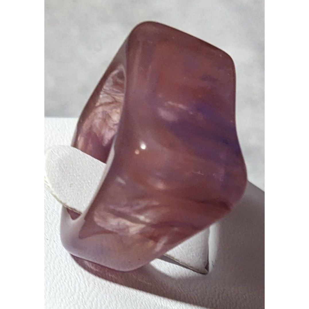 Other Chunky Abstract Pink And Purple Swirl Retro Statement Ring S Size ONE SIZE - 9 Thumbnail