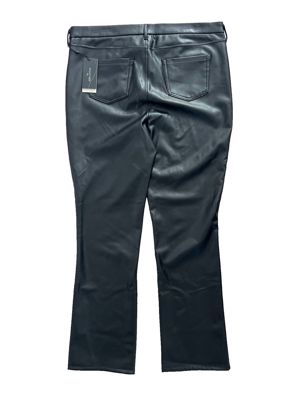 NYDJ SCULPT-Her NYDJ Marilyn Faux Leather Straight Pants Black 18 Size 40" / US 18 - 3 Thumbnail
