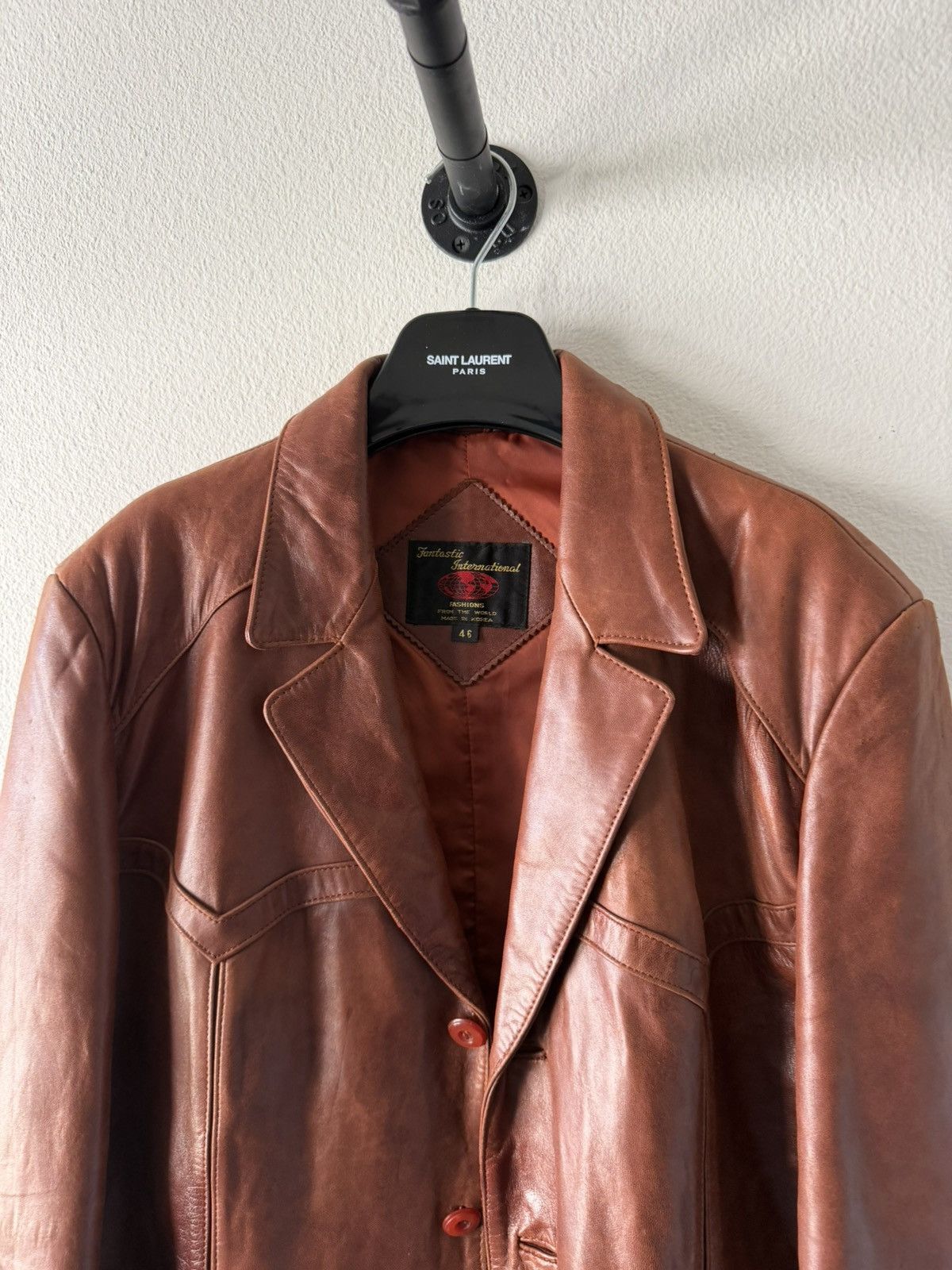 Vintage 1970s Maroon Leather Car Coat Size US XL / EU 56 / 4 - 2 Thumbnail
