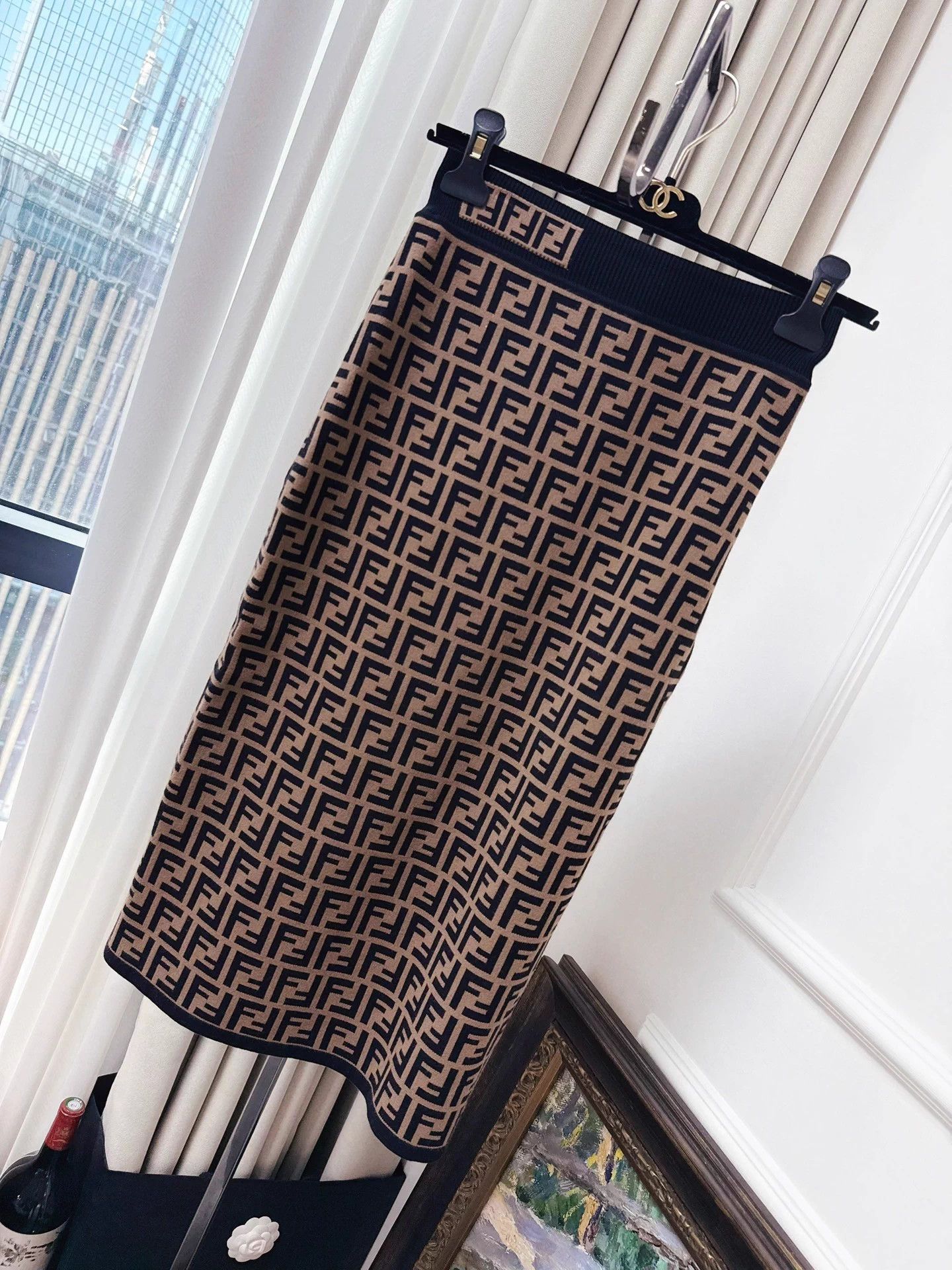 Fendi Fendi Brown FF Knit Mid-Length Skirt 38 Size 27" / US 4 / IT 40 - 9 Thumbnail