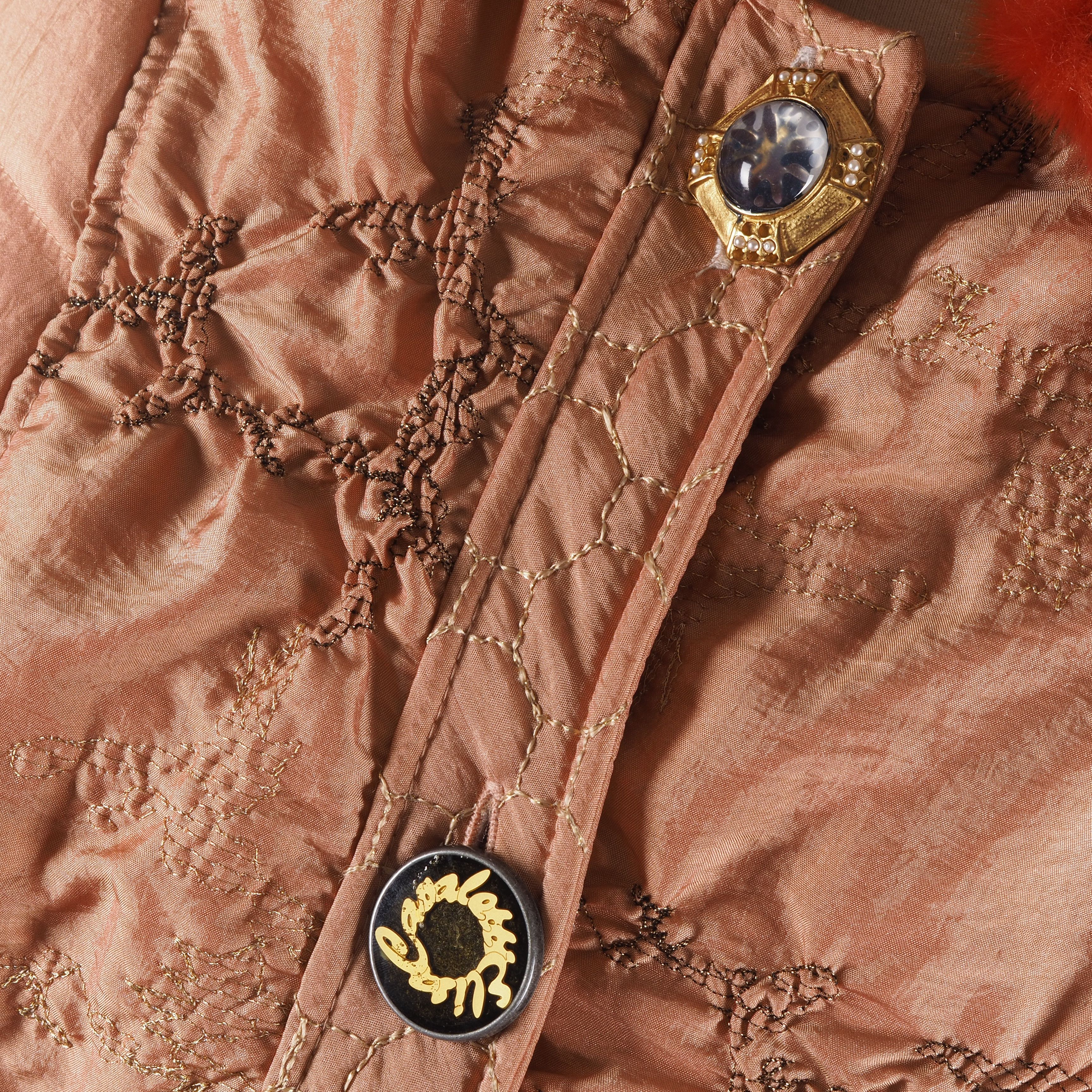 Elisa Cavaletti Elisa Cavaletti Peach Nylon Metal Fur Trims Jacket Size S / US 4 / IT 40 - 5 Thumbnail