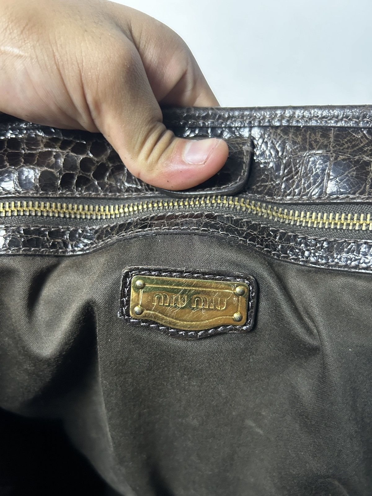 Miu Miu Rare Vintage MIU MIU brown calfskin crocs embossed leather Size ONE SIZE - 10 Thumbnail