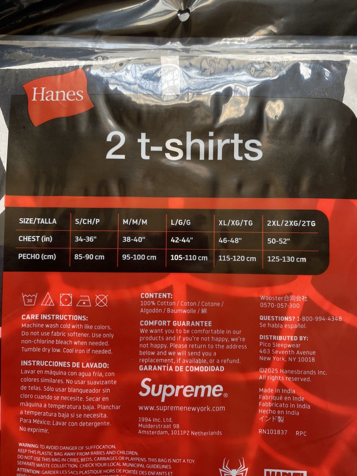 Supreme Supreme Hanes Spider-Man Tagless Tees (2 Pack) Large Size US L / EU 52-54 / 3 - 4 Thumbnail