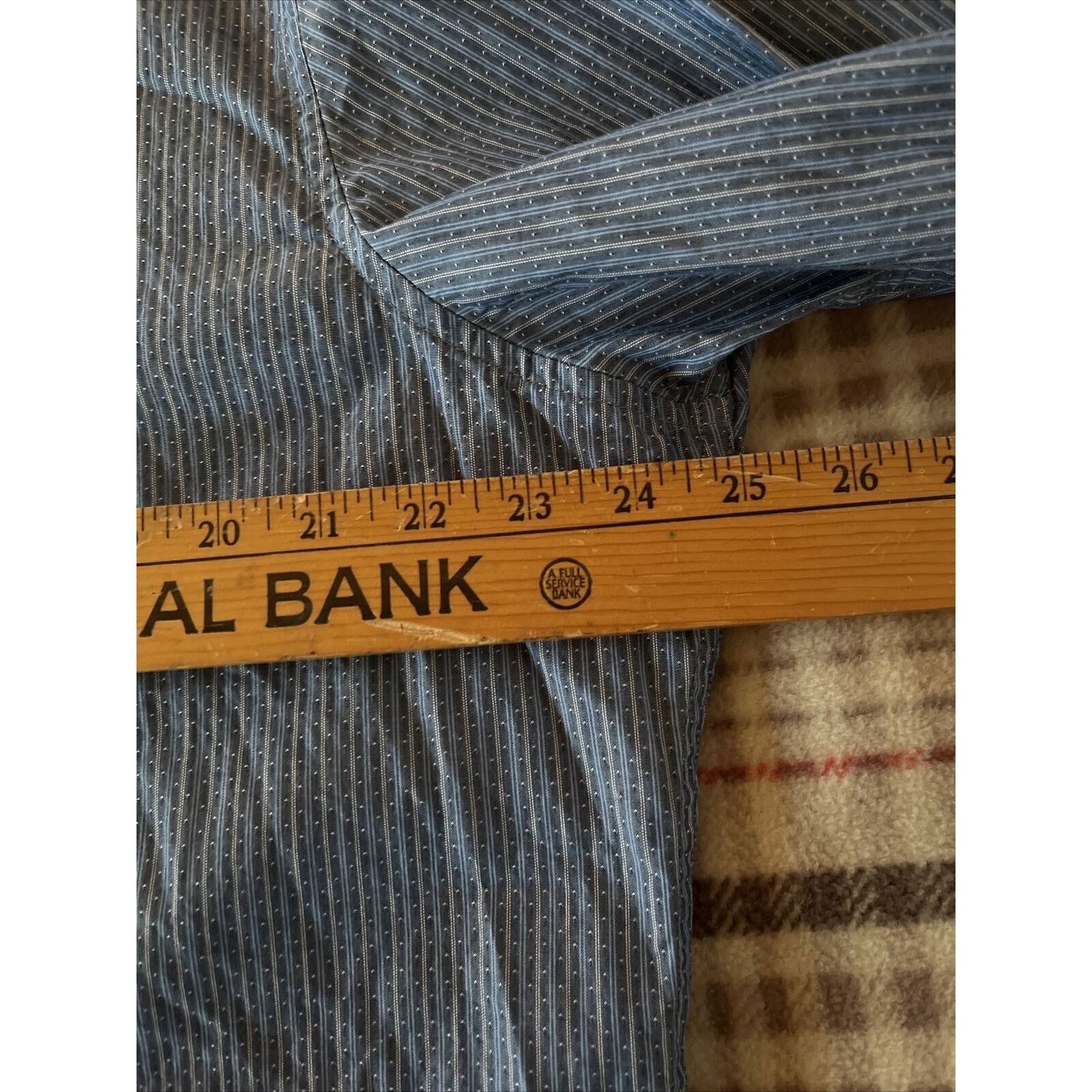 Marc Anthony Marc Anthony Men XL Blue Stripe Button Cotton Slim Fit Shirt Size US XL / EU 56 / 4 - 12 Thumbnail