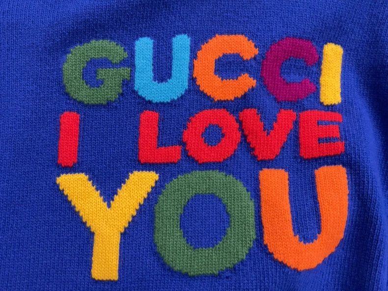 Gucci Gucci Gucci I Love You" colorful letter design blue sweater Size US XL / EU 56 / 4 - 3 Thumbnail
