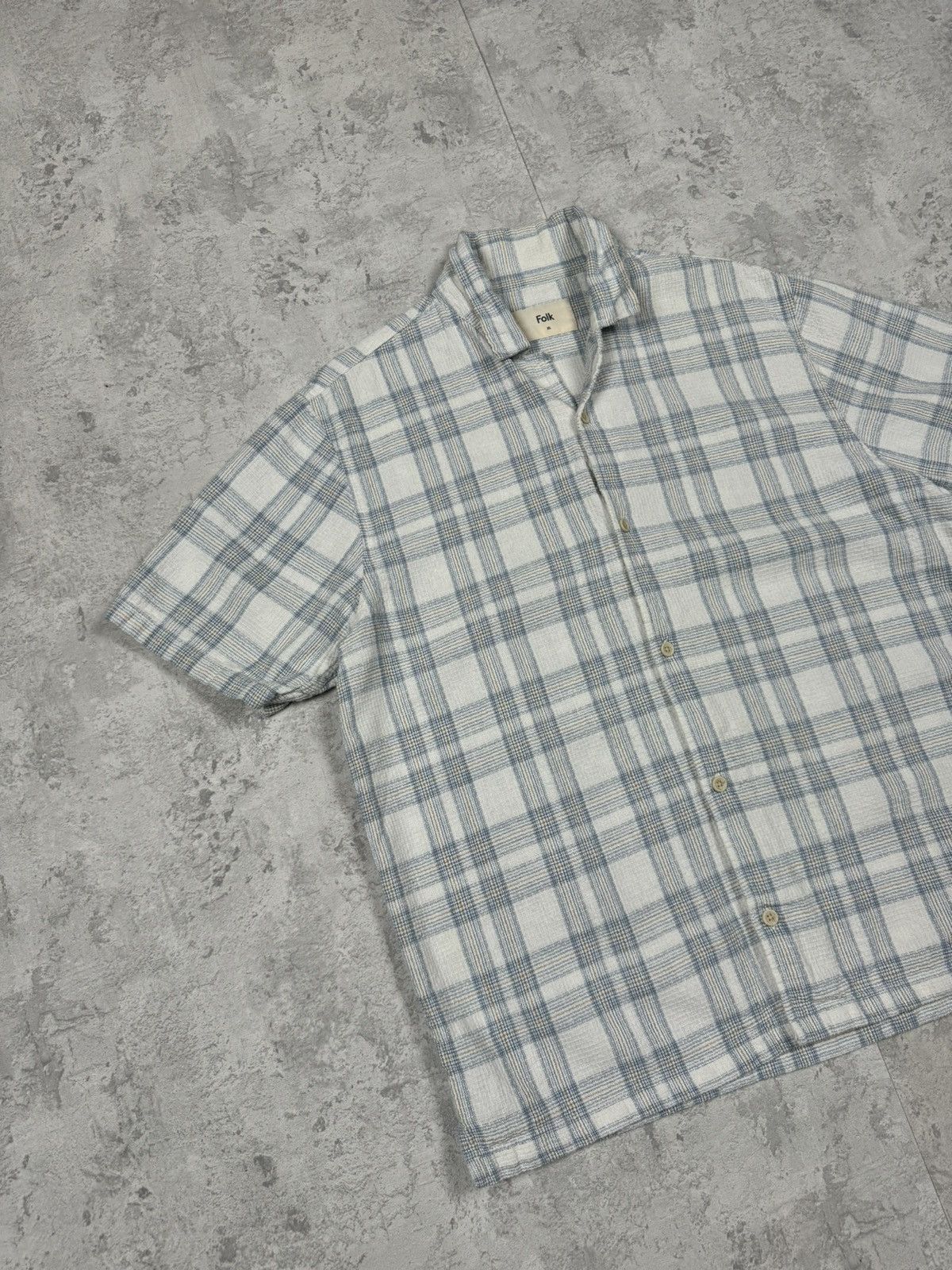 Folk Folk Linen Blend Plaid Short Sleeve Shirt Size XL Blue White Size US XL / EU 56 / 4 - 2 Thumbnail
