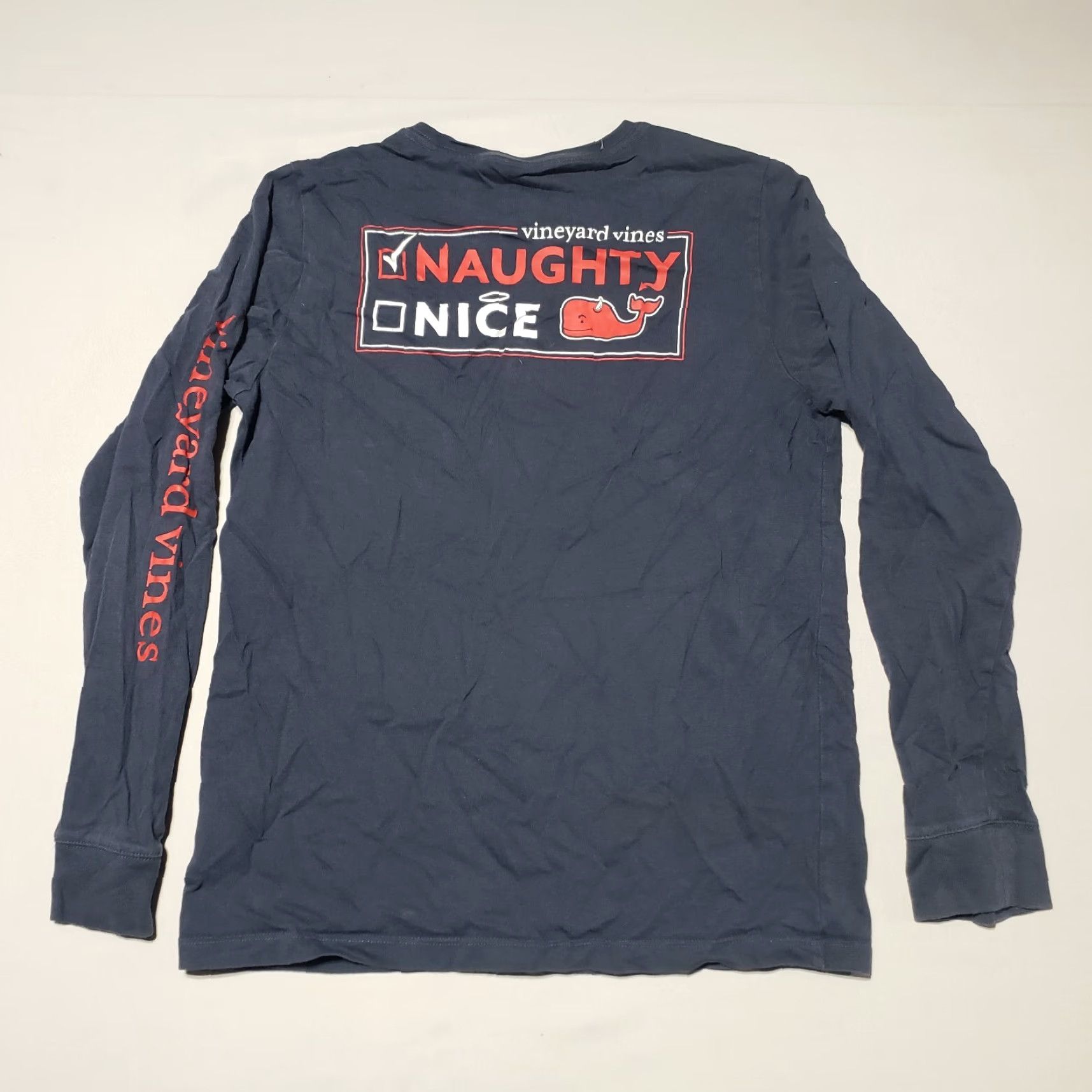 Vineyard Vines Vineyard Vines Shirt Mens Adult M Medium Blue Naughty or Nice Whale Pocket Crew Neck Long Sleeve T-Shirt Size US M / EU 48-50 / 2 - 7 Thumbnail