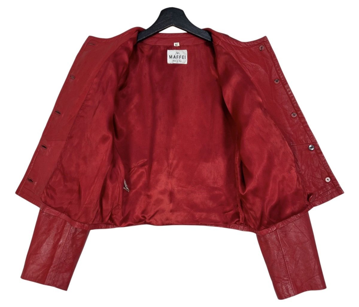 Vintage Vintage Maffei Italy Red Leather Jacket Size M / US 6-8 / IT 42-44 - 3 Thumbnail