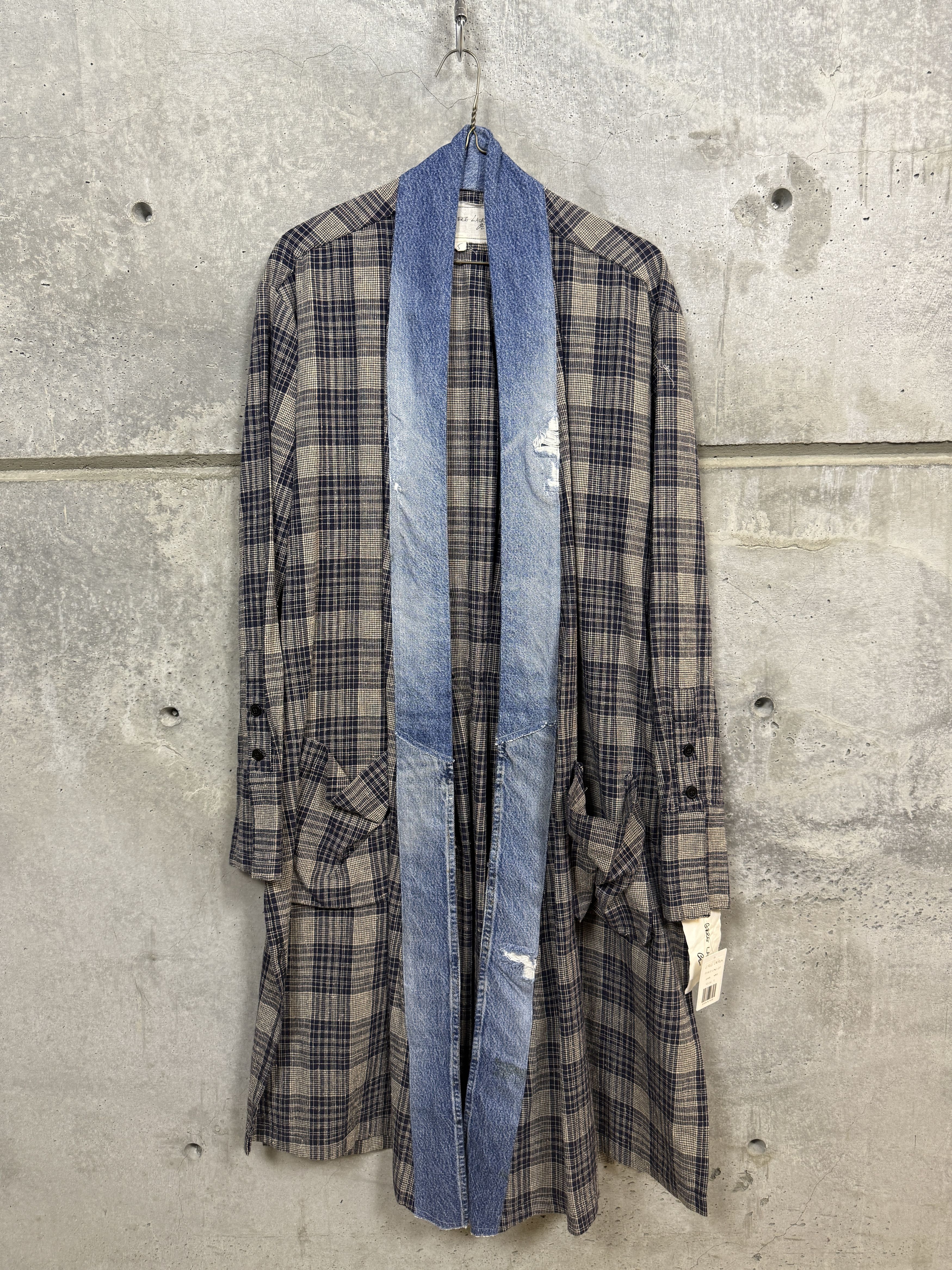 Greg Lauren $1600 Greg Lauren Plaid Denim-Trim Long GL1 kimono robe Size US XXL / EU 58 / 5 - 6 Thumbnail