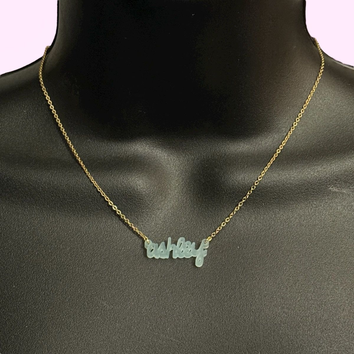 Other BaubleBar gold tone Ashley acrylic name plate necklace Size ONE SIZE - 1 Thumbnail