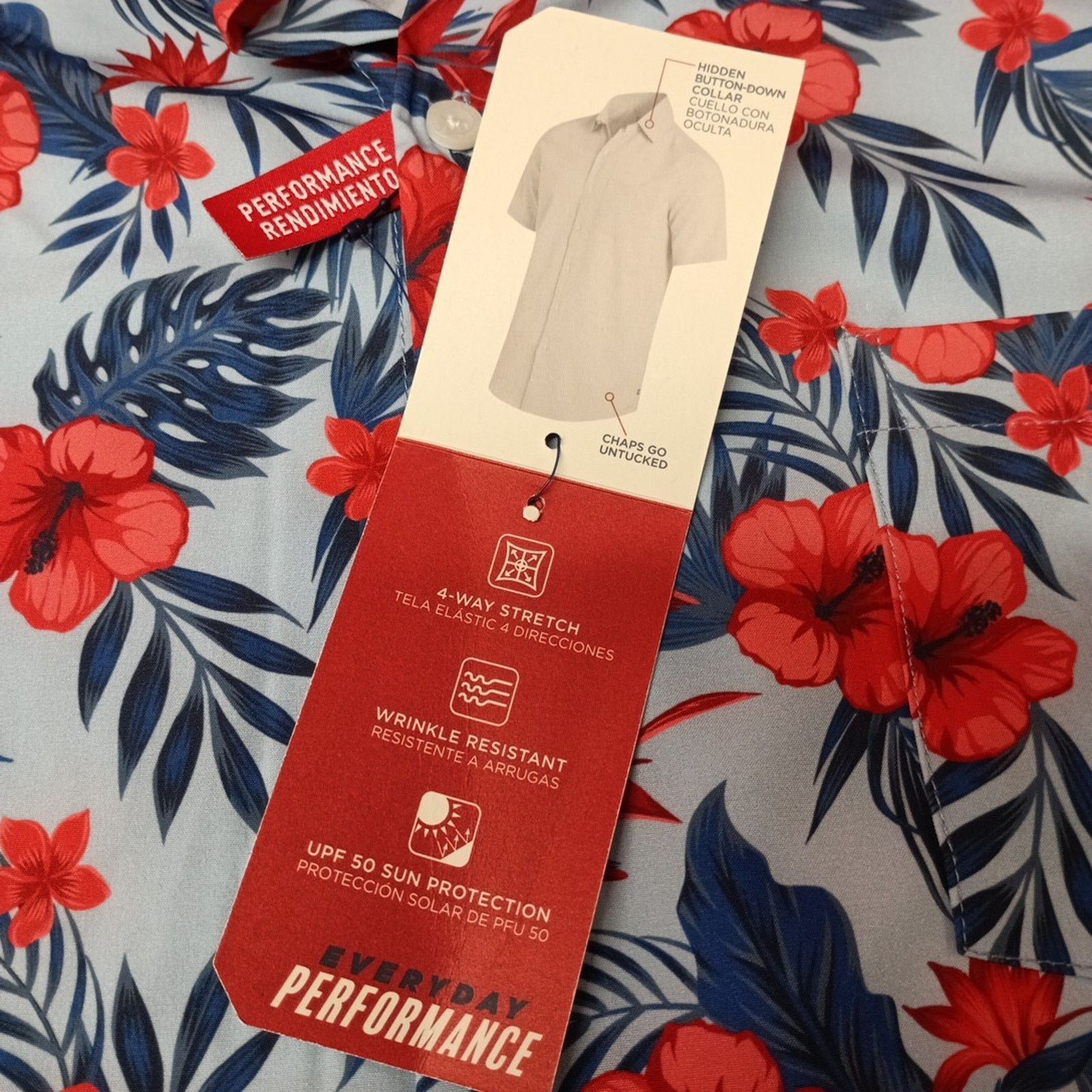 Chaps Chaps Everyday Performance Shirt Men's Size XL Blue Floral Size US XL / EU 56 / 4 - 4 Thumbnail