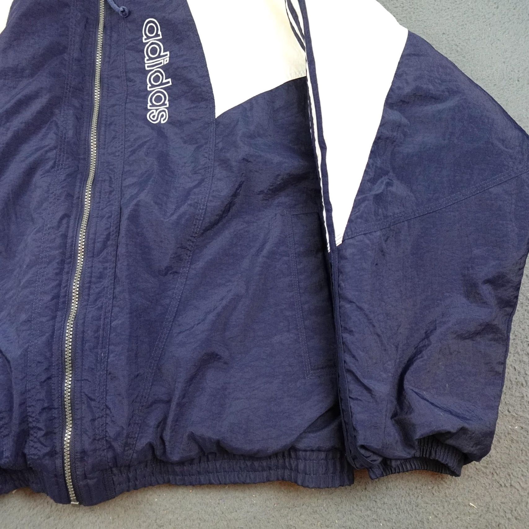 Adidas VINTAGE Adidas Jacket Mens XL Blue Windbreaker Hooded Coat 90s Sports Size US XL / EU 56 / 4 - 2 Thumbnail