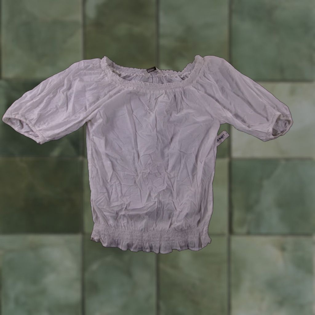 Old Navy Old Navy Blouse Women's Shirt Short Sleeve White Bohemian Peasant Round Neck Regular Fit Cotton 100% Basic Casual Workwear Top S Size S / US 4 / IT 40 - 1 Thumbnail