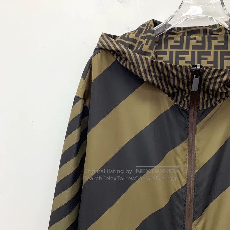 Fendi Fendi 23 model dark brown logo all-over print slanted stri Size US L / EU 52-54 / 3 - 8 Thumbnail