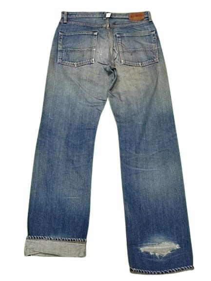 Edwin × Vintage EDWIN 505 SELVEDGE DISTRESSED JEANS FADED BLUE Size US 34 / EU 50 - 3 Thumbnail