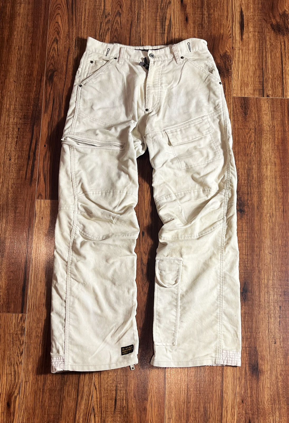 Pre-owned G Star Raw X Vintage G Star Raw Pants Velvet Multipocket Parachute White