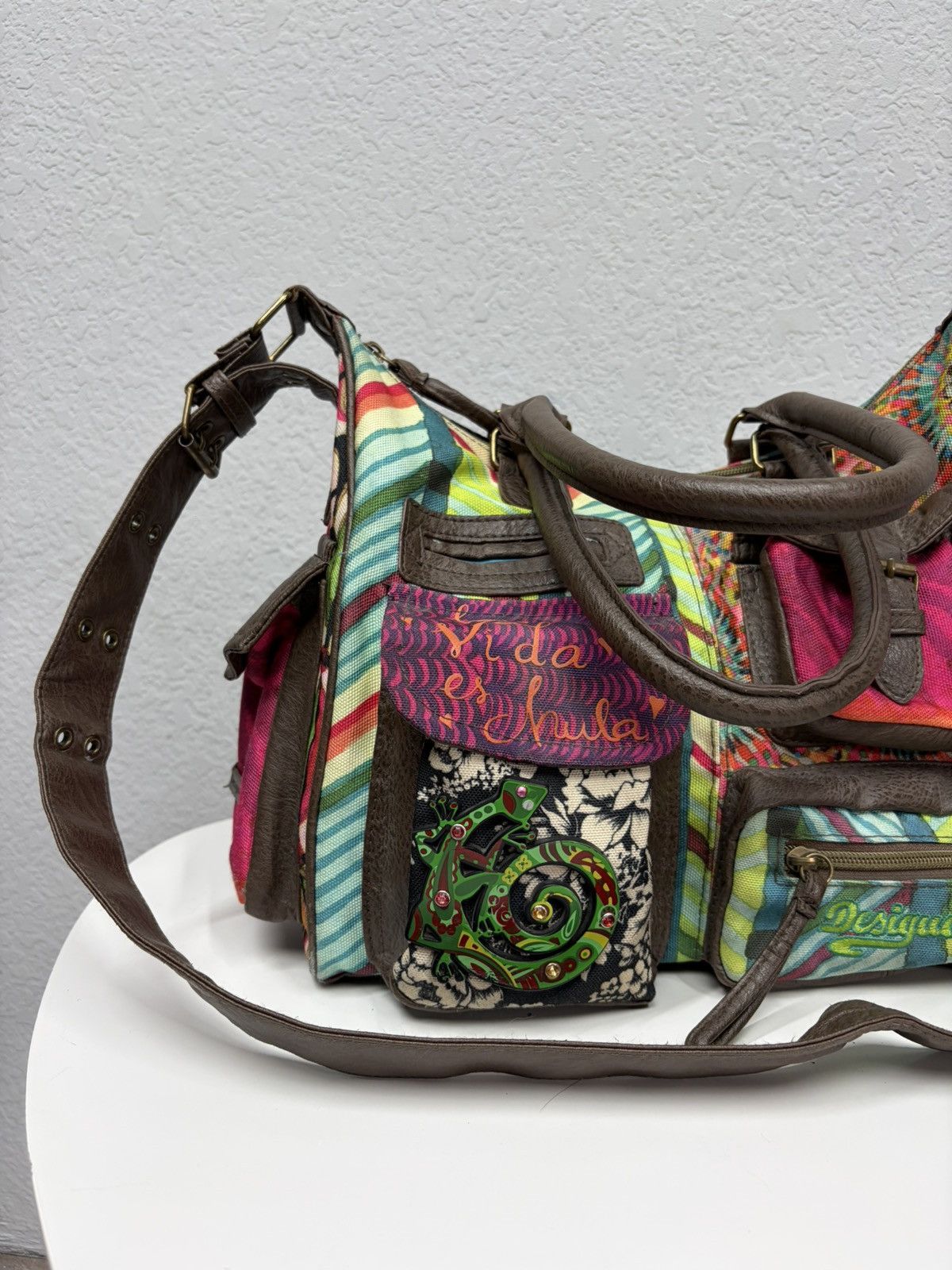 KMRii Desigual Patchwork Messenger Bag Y2K Boho Hippie Festival Size ONE SIZE - 9 Thumbnail