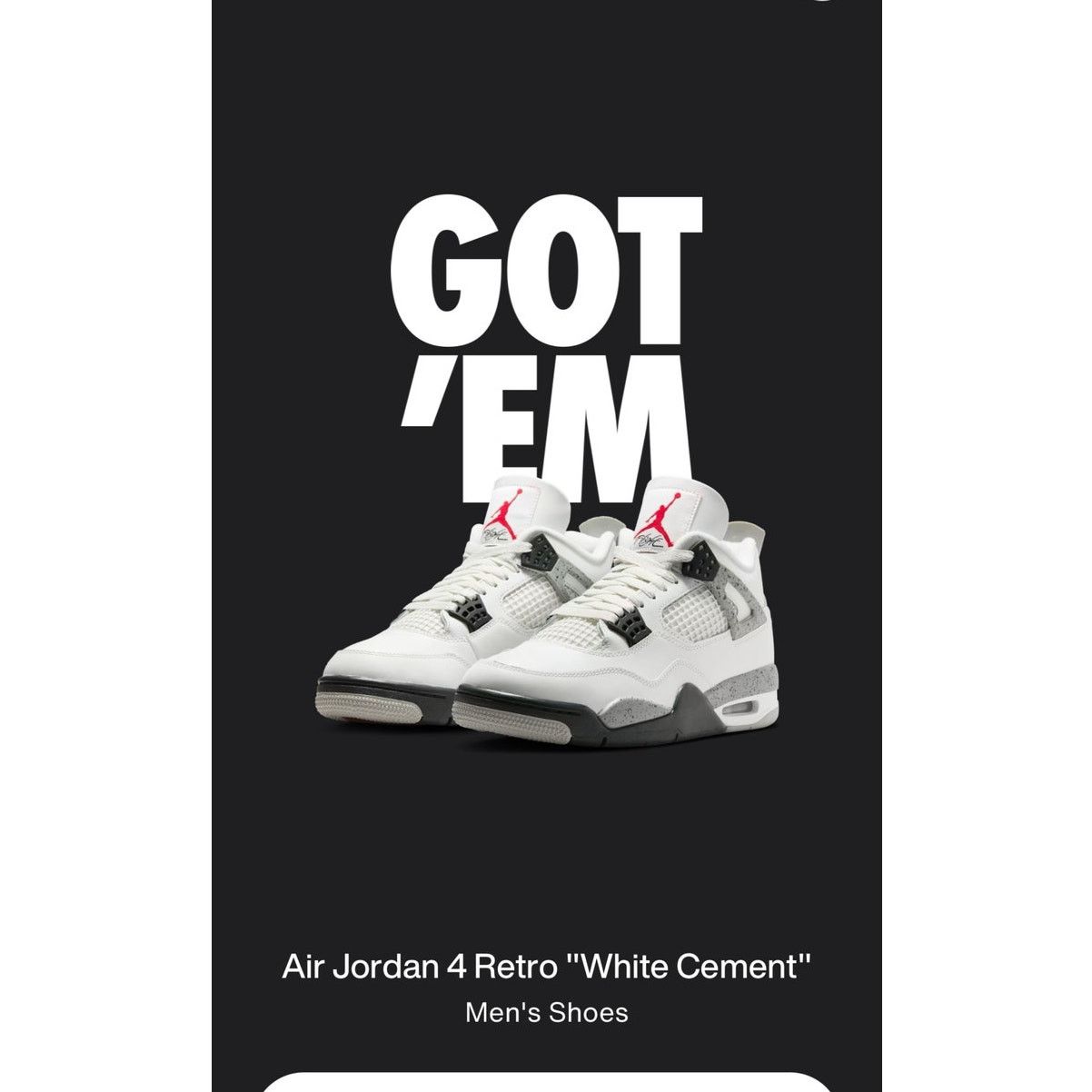Jordan Brand × Nike Air Jordan 4 Retro "White Cement" Men's Shoes Size: M 9.5 Size US 9.5 / EU 42-43 - 5 Thumbnail