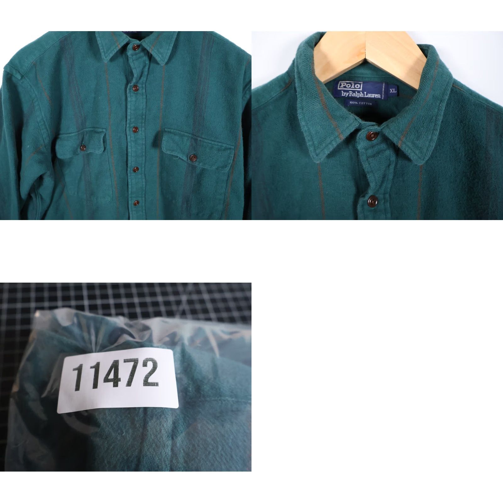 Polo Ralph Lauren Polo Ralph Lauren Flannel Shirt Striped Green Blue XL Men’s Button-Up Long Sleeve Casual Workwear VTG 90s Grunge Retro Hipster Green Shirt Mens XL Size US XL / EU 56 / 4 - 9 Thumbnail