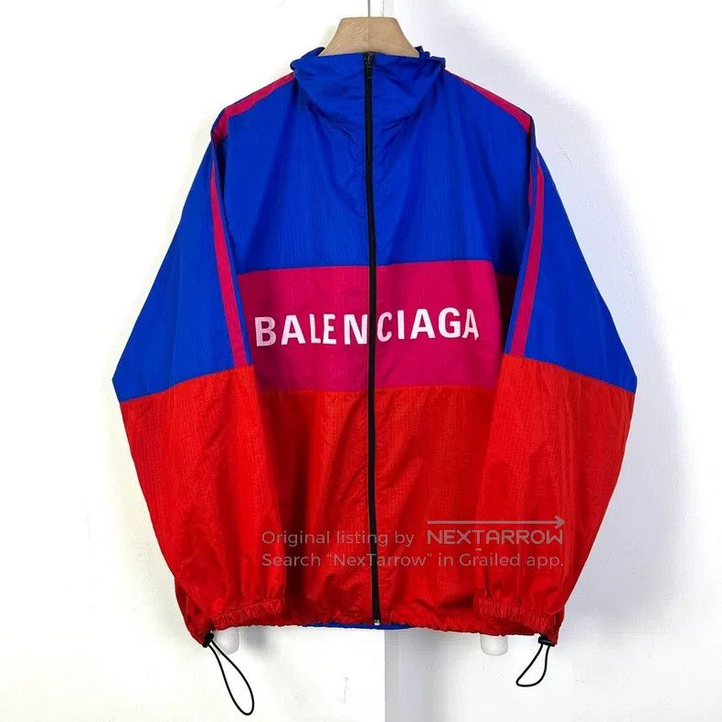 Balenciaga Balenciaga Red, Blue, and Pink Patchwork Big Logo Windbrea Size XXS / US 00 / IT 34 - 1 Thumbnail