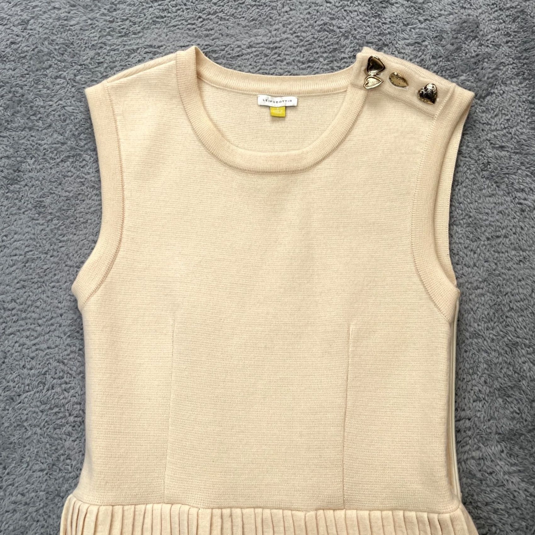 Anthropologie VINTAGE Anthropologie Dress Womens Small Beige Leifsdottir Wool Knit Sleeveless Zip Collarless Lightweight Lined Short 90s City Classic Preppy Womens Size S / US 4 / IT 40 - 5 Thumbnail