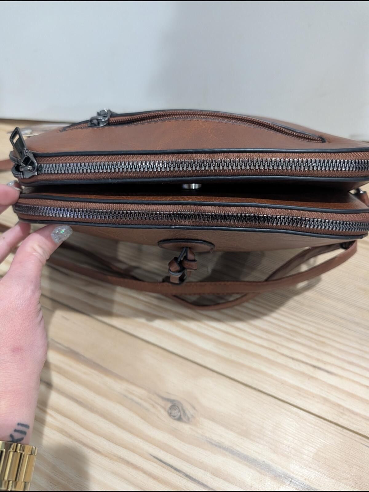Other Floral Embroidered Brown Crossbody Bag Size ONE SIZE - 3 Thumbnail
