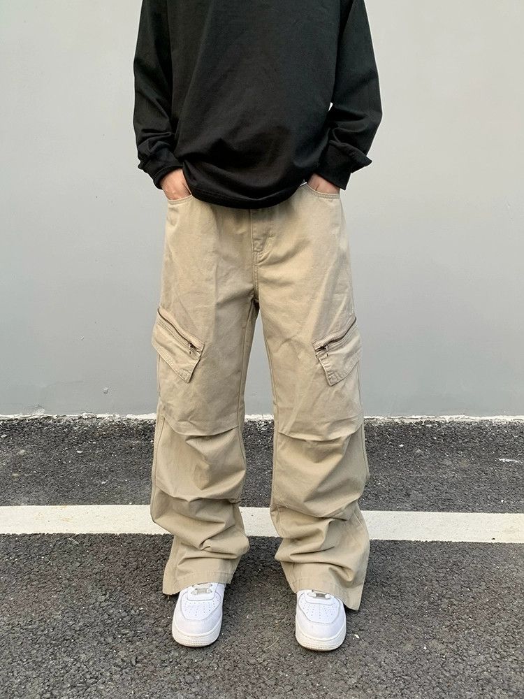 zipper skate flared baggy cargo pants
