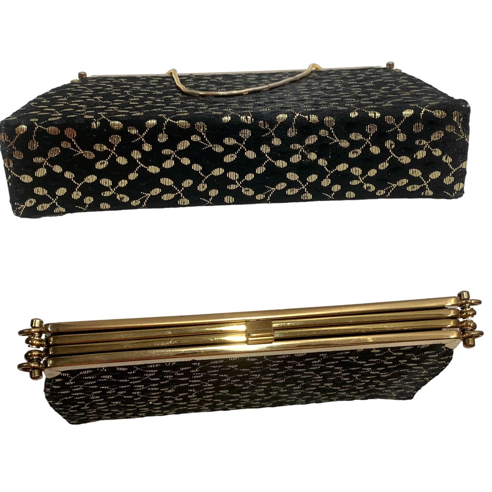 Vintage 60s Black & Gold Convertible Bag | 3 Way Top Handle Handbag Size ONE SIZE - 2 Thumbnail