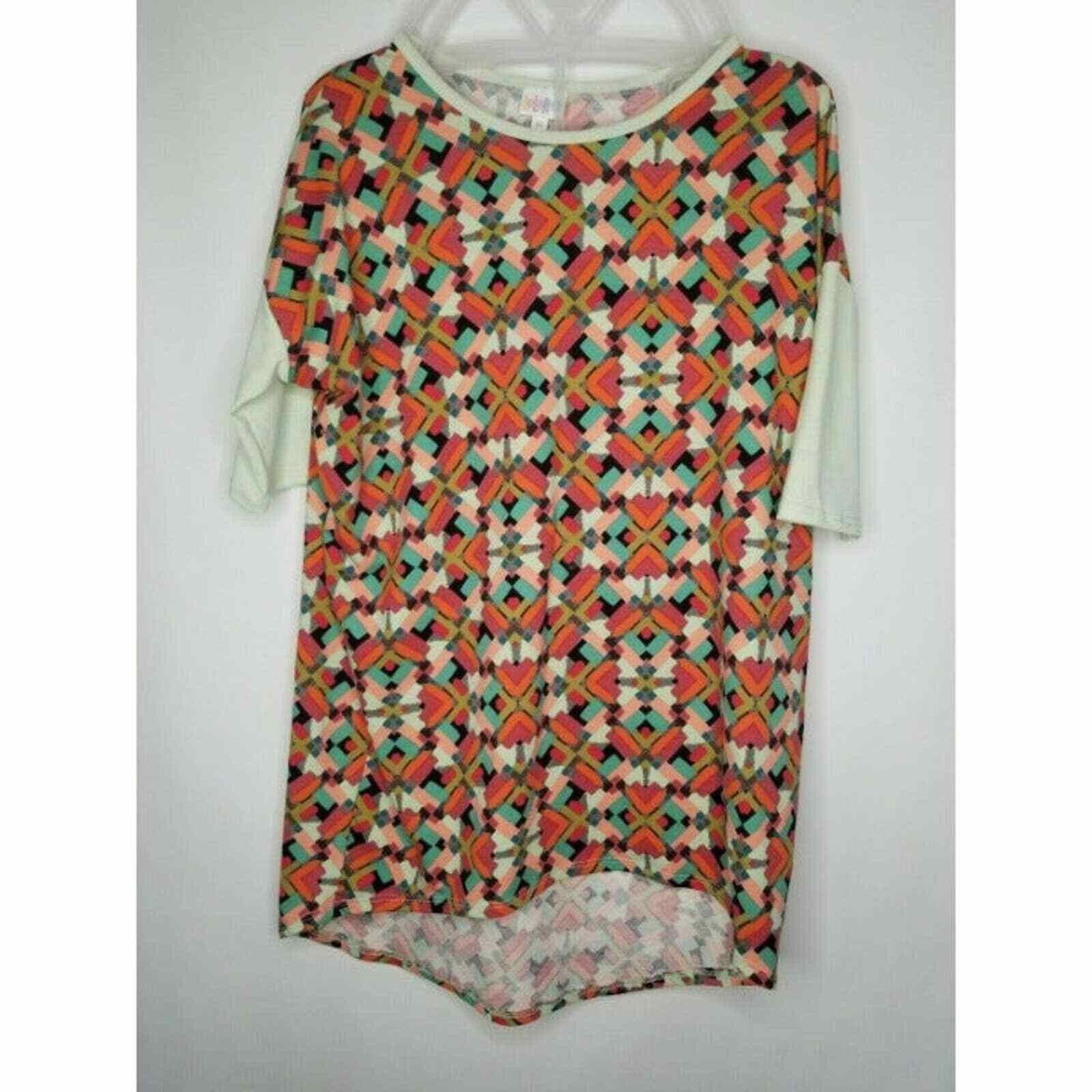 Other Lularoe Irma Tunic Sz XS Pink Orange Teal Stretch Knit Top G Size XS / US 0-2 / IT 36-38 - 2 Thumbnail