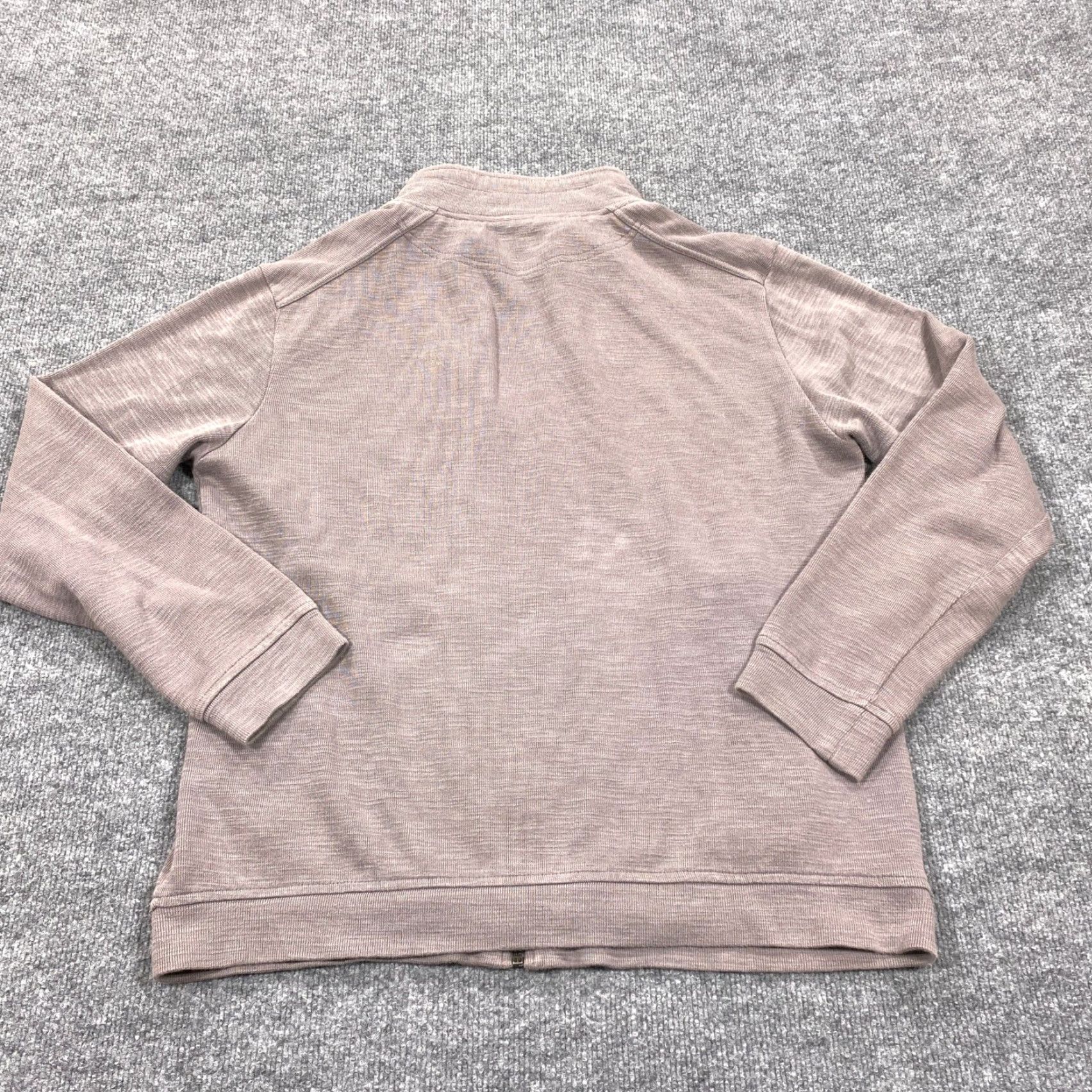 Banana Republic Banana Republic Full Zip Sweater Mens Large Mauve Cotton Slub Mock Neck Size US L / EU 52-54 / 3 - 4 Thumbnail