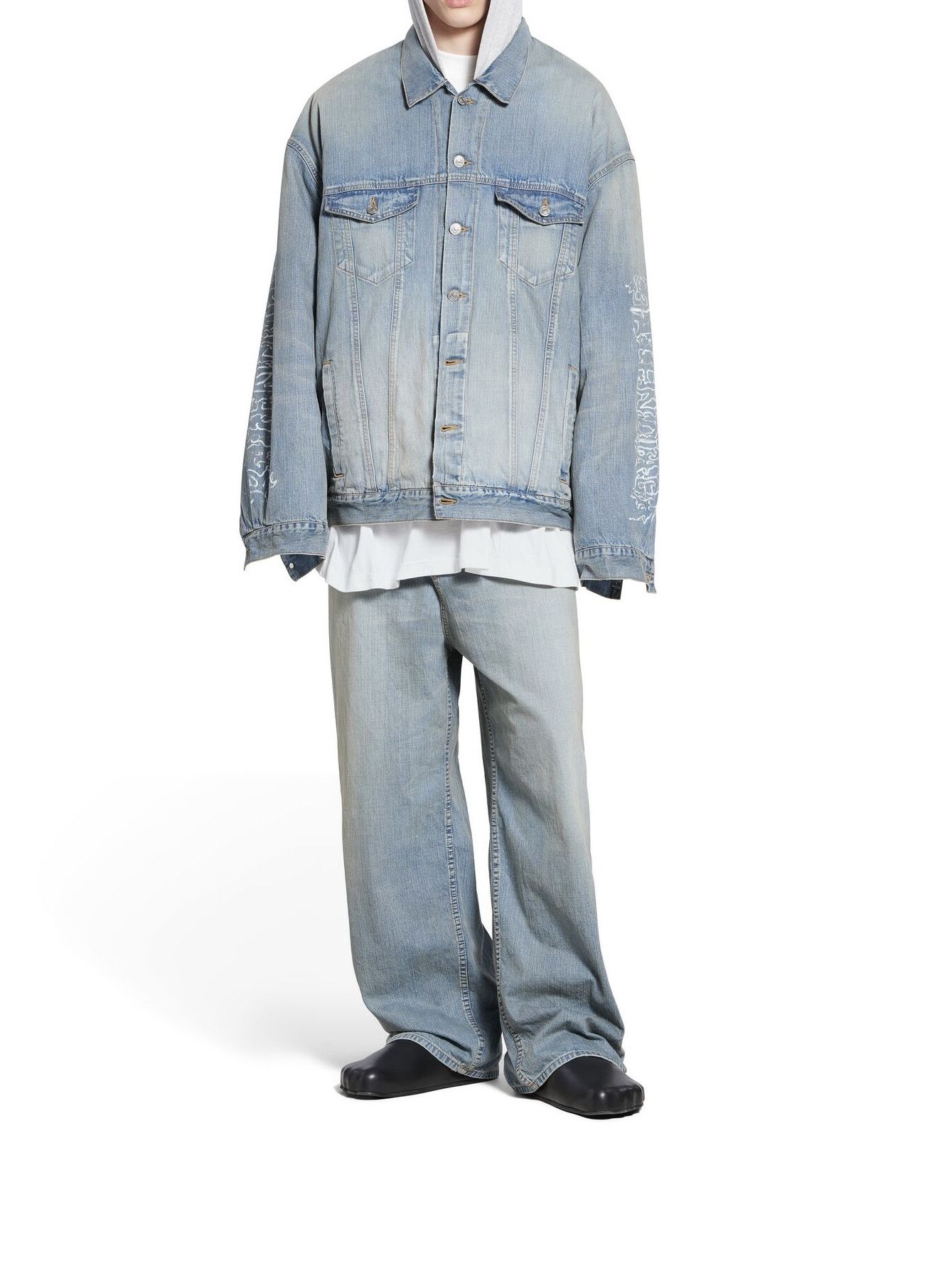 Balenciaga o1s1rm0725 DIY Metal Outline Hooded Jacket in Blue Size US M / EU 48-50 / 2 - 6 Thumbnail