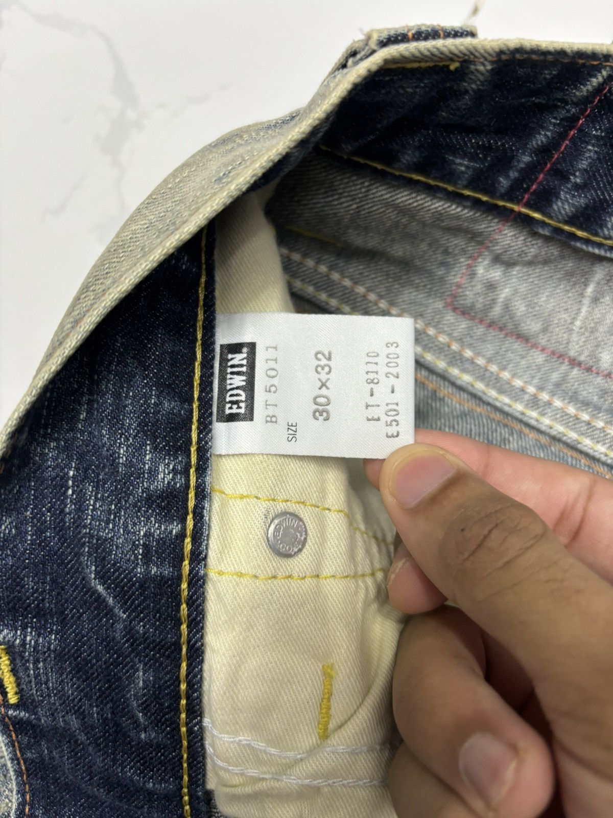 Le Grande Bleu (L.G.B.) 🔥EDWIN 503 BLUE TRIP FLARE RUSTY GRUNGE DENIM JEANS Size 31" - 11 Thumbnail
