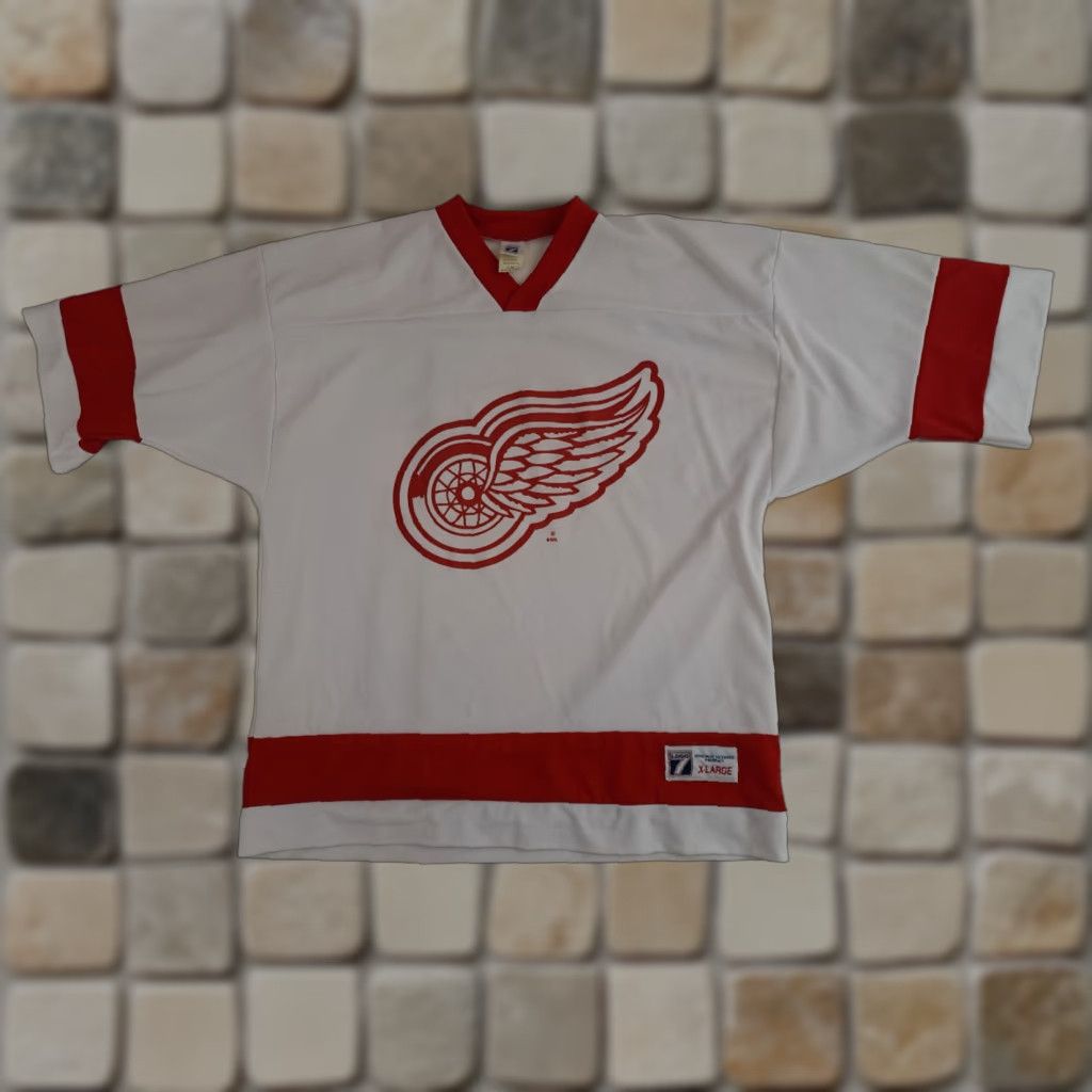 Logo 7 VINTAGE Logo 7 Sweatshirt Hockey Embroidered Jersey 2XL Red USA Made Men Pullover Zip Size US XXL / EU 58 / 5 - 1 Thumbnail