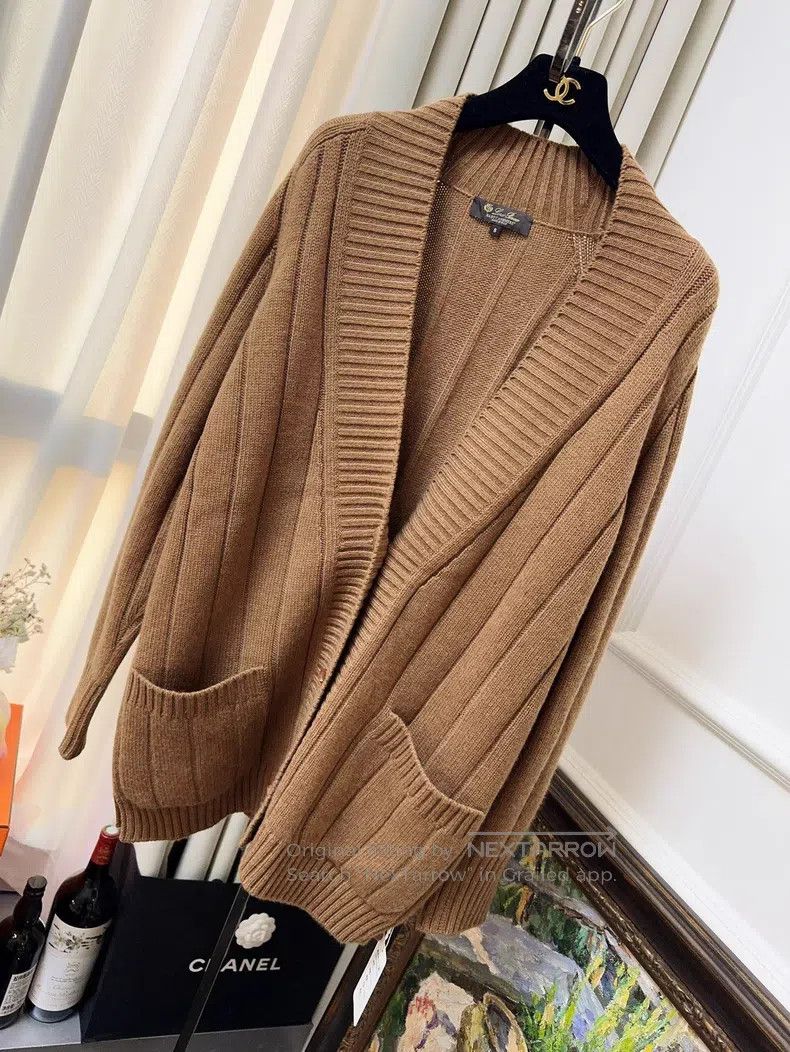 Loro Piana Loro Piana Camel Ribbed Cashmere Knit Cardigan Jacket Size S / US 4 / IT 40 - 1 Thumbnail