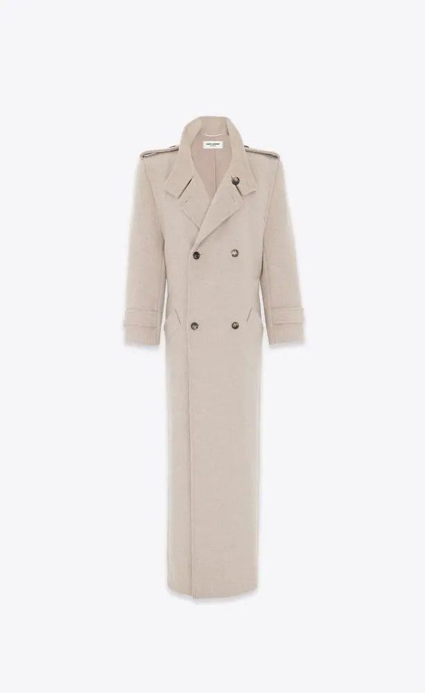 Saint Laurent Paris o1bcso1str1224 Runway Oversized Coat In Wool in Beige Size XS / US 0-2 / IT 36-38 - 1 Thumbnail