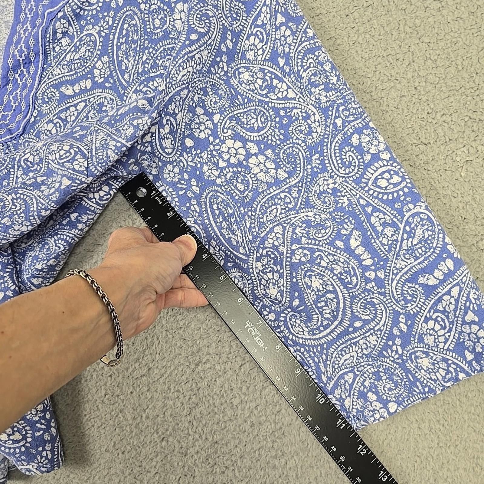 Other Carole Little Blue/White 3/4 Sleeve Linen Blend Shirt Sz 1X Size XL / US 12-14 / IT 48-50 - 10 Thumbnail