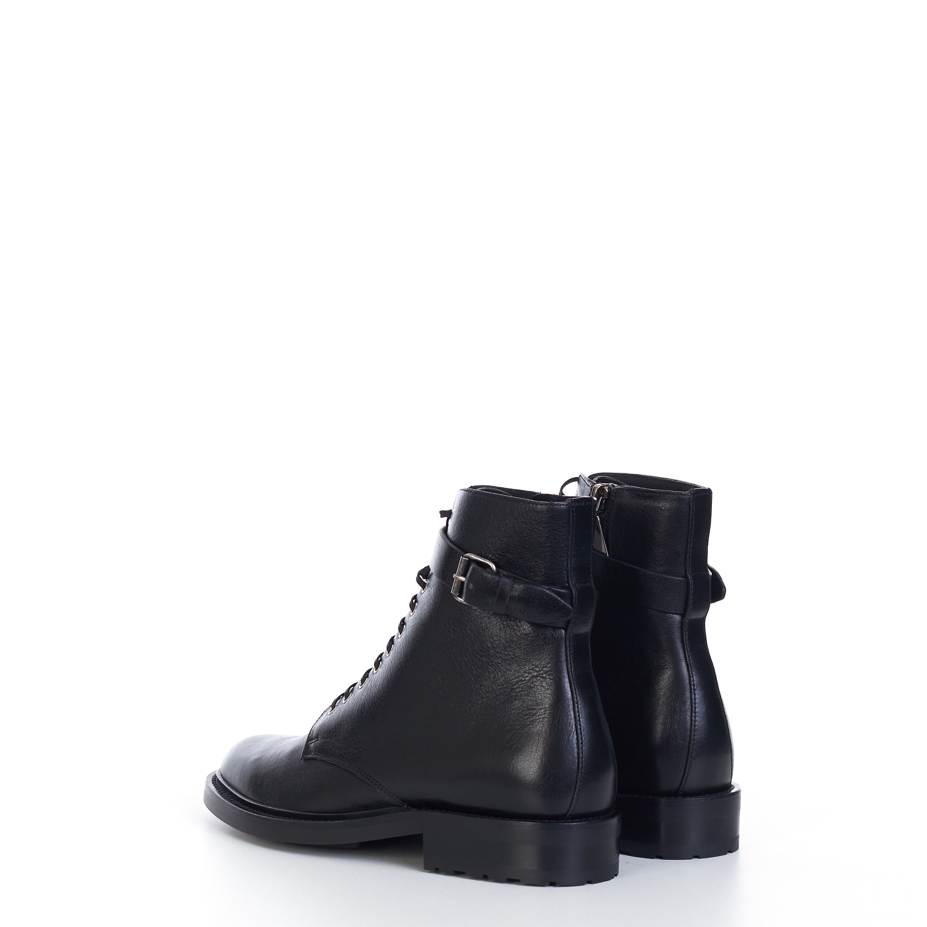 Saint Laurent Paris Black Zipped Ankle Army Boots In Smooth Leather Size US 8 / EU 41 - 6 Thumbnail