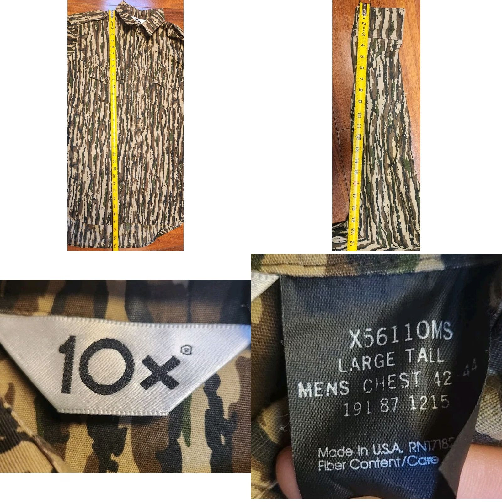 Realtree 10X Realtree Shirt Mens L Tall Tree Bark Camo Button Up Hunting USA Made Vintage Size US L / EU 52-54 / 3 - 9 Thumbnail