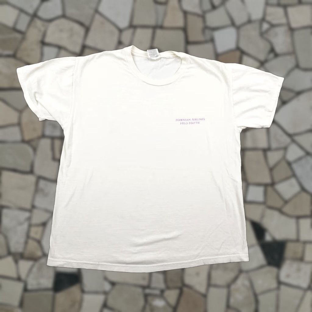 Hanes VINTAGE Hilo Hattie Shirt Mens Large White Hawaiian Airlines Hawaii Aloha Hula T-Shirt 90s Beach Tropical Mens Size US L / EU 52-54 / 3 - 1 Thumbnail