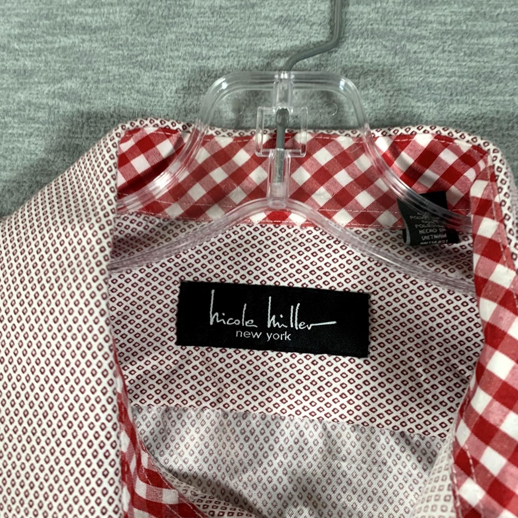 Nicole Miller Nicole Miller New York Shirt Mens Medium Red Geometric Spread Collar Long Sleeve Size US M / EU 48-50 / 2 - 5 Thumbnail