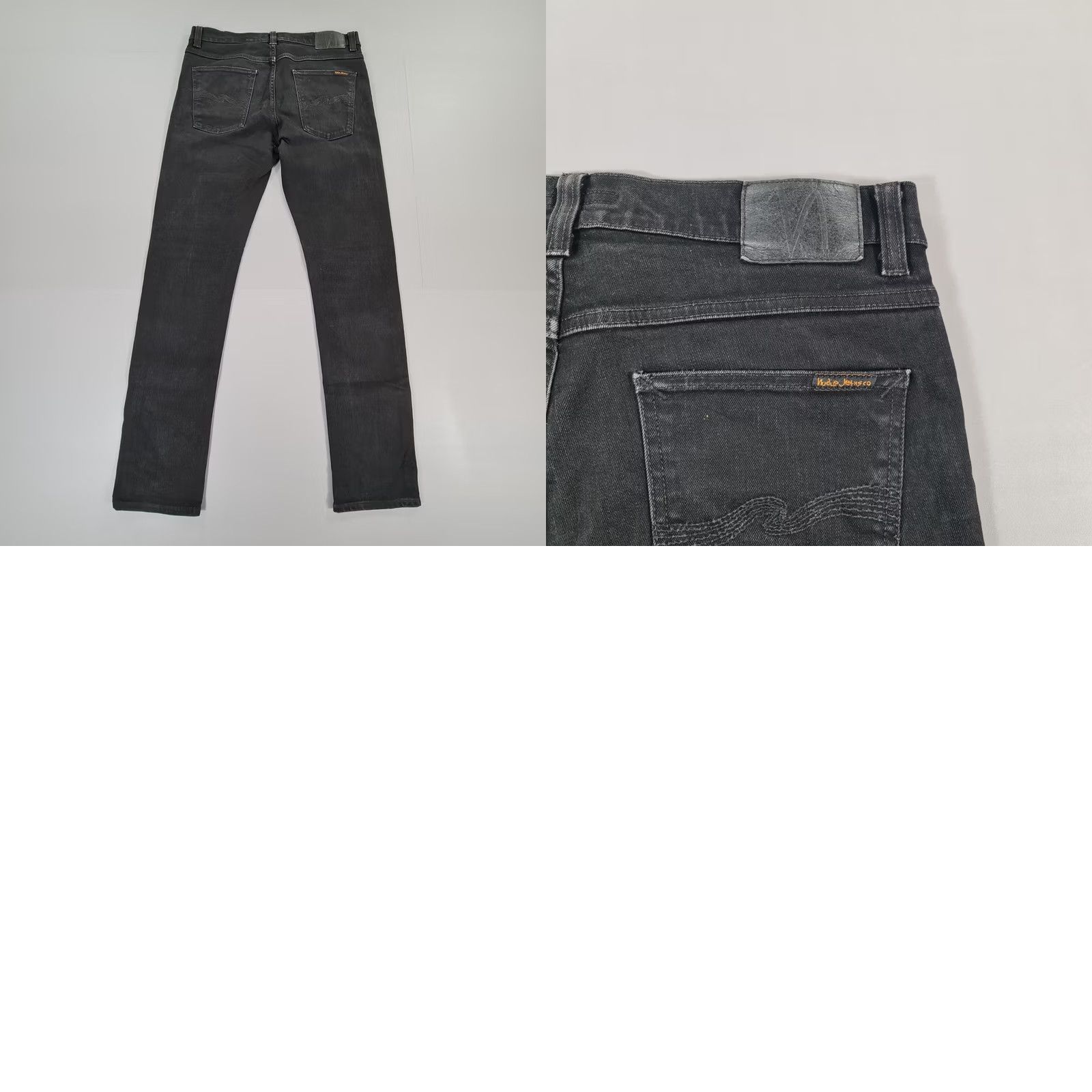 Denime Nudie Mens Jeans Black W34 L31 Lean Dean Tapered Stretch Denim - Slim Fit Size US 34 / EU 50 - 8 Thumbnail