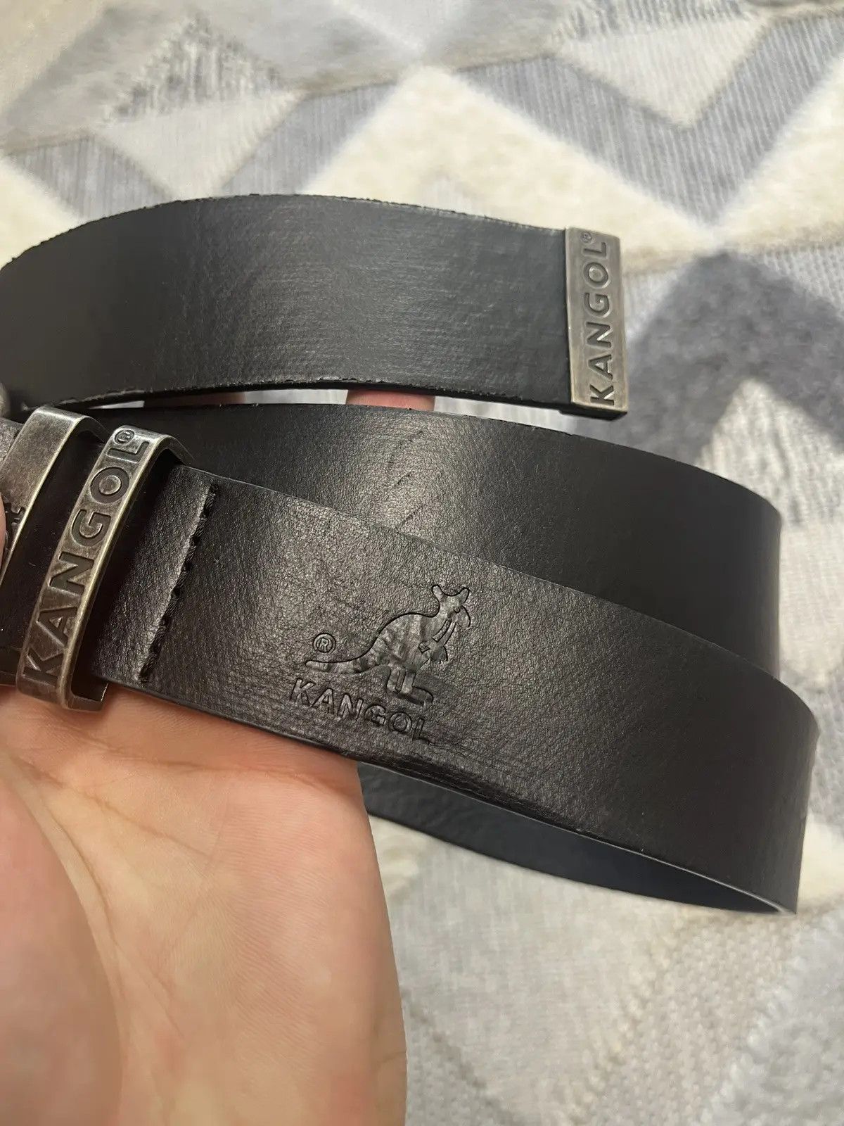 Kangol Vintage Kangol Black Leather Belt with Metal Logo Buckle Size ONE SIZE - 3 Thumbnail